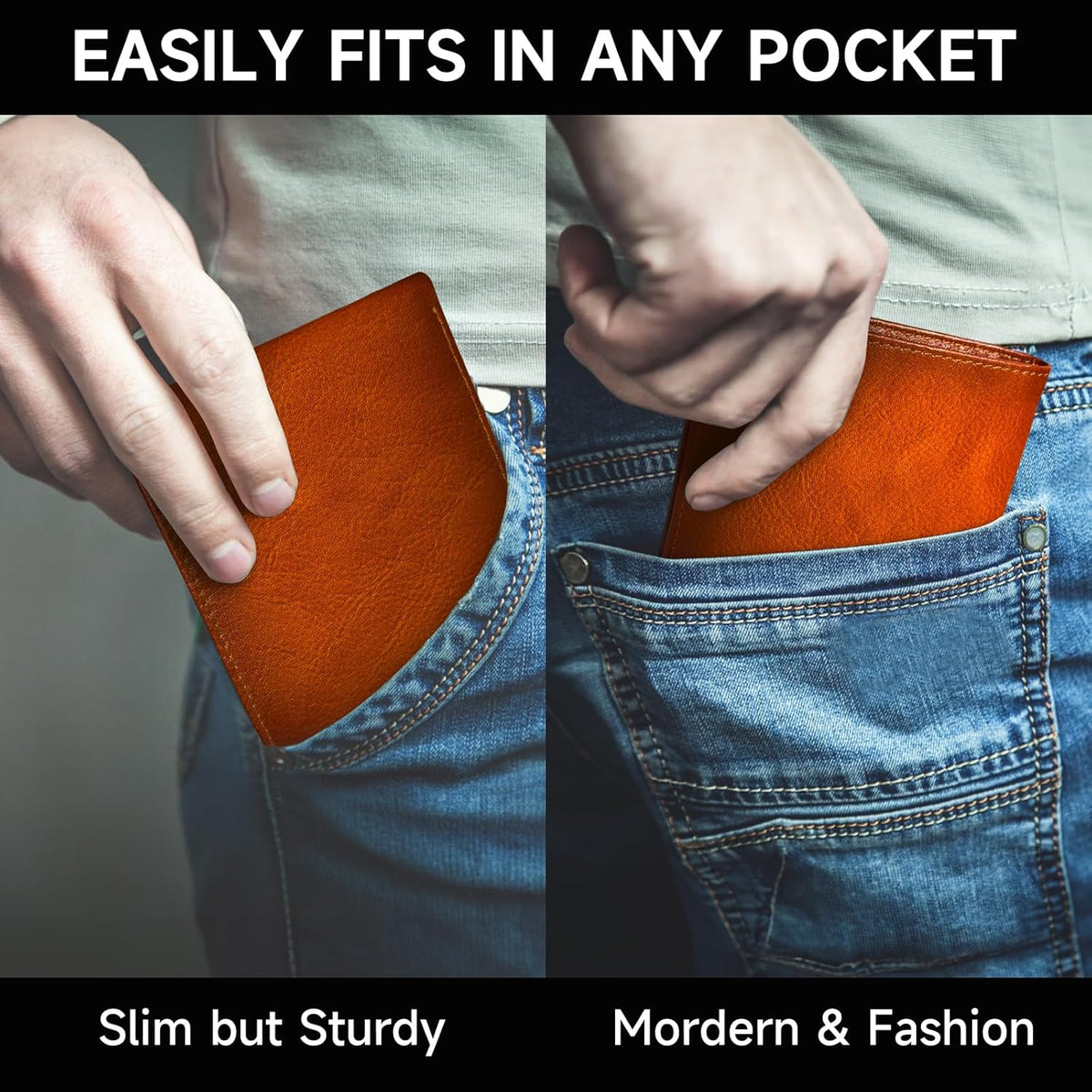 Cartera plegable premium para hombre con protección RFID