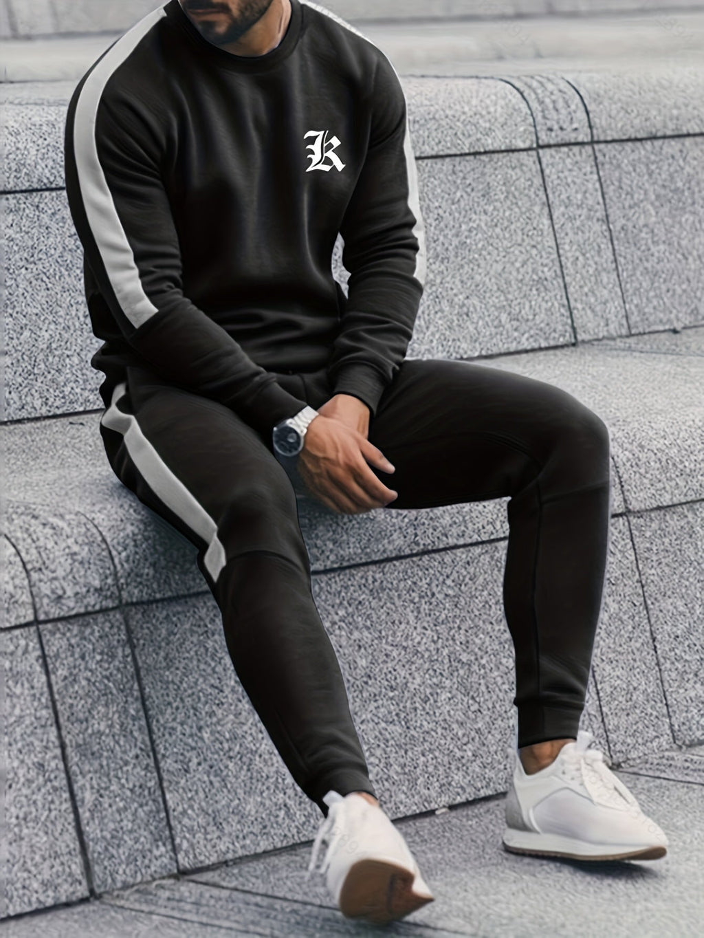 Conjunto de chándal de 2 piezas para hombre con bloques de color