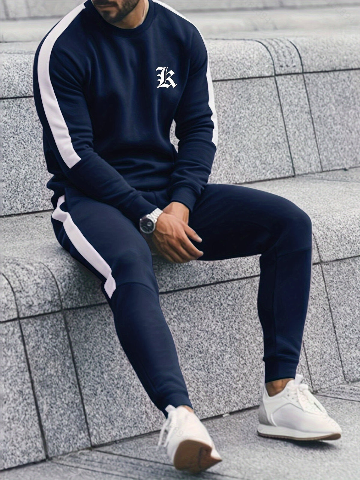 Conjunto de chándal de 2 piezas para hombre con bloques de color