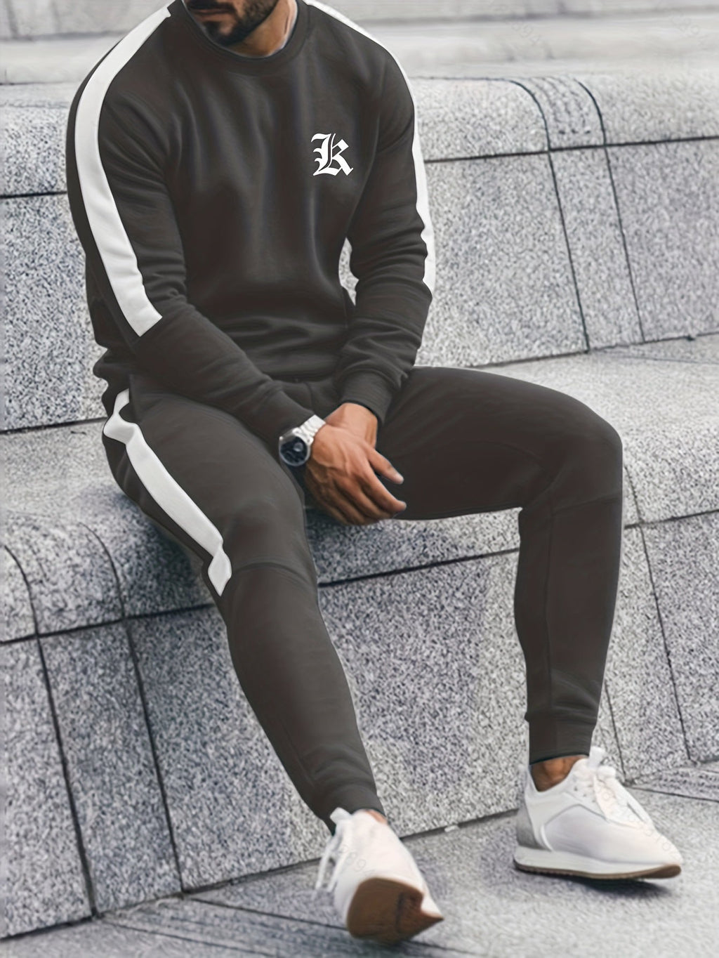 Conjunto de chándal de 2 piezas para hombre con bloques de color