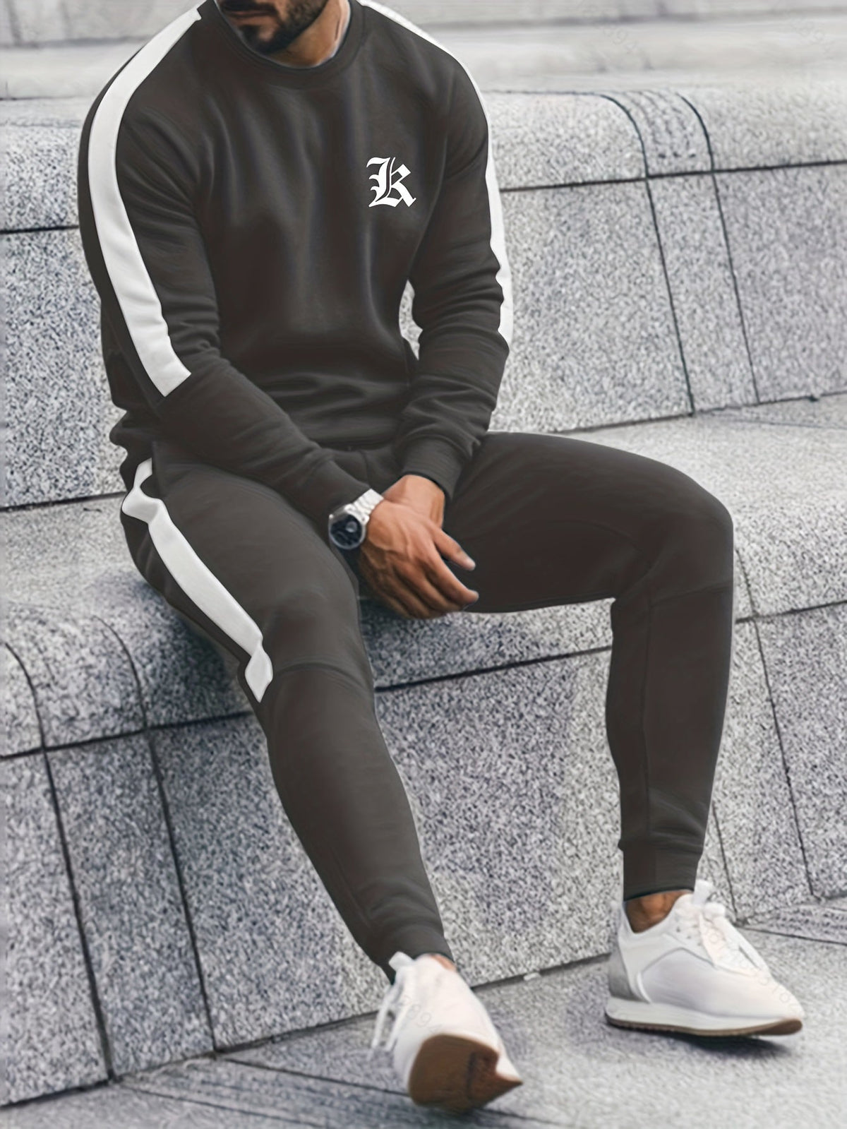 Conjunto de chándal de 2 piezas para hombre con bloques de color