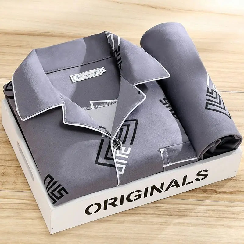 Conjunto de pijama suave de lujo para hombre - Ropa de estar por casa transpirable