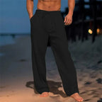Pantalones de vestir de hombre de corte relajado con cordón ajustable