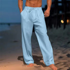 Pantalones de vestir de hombre de corte relajado con cordón ajustable