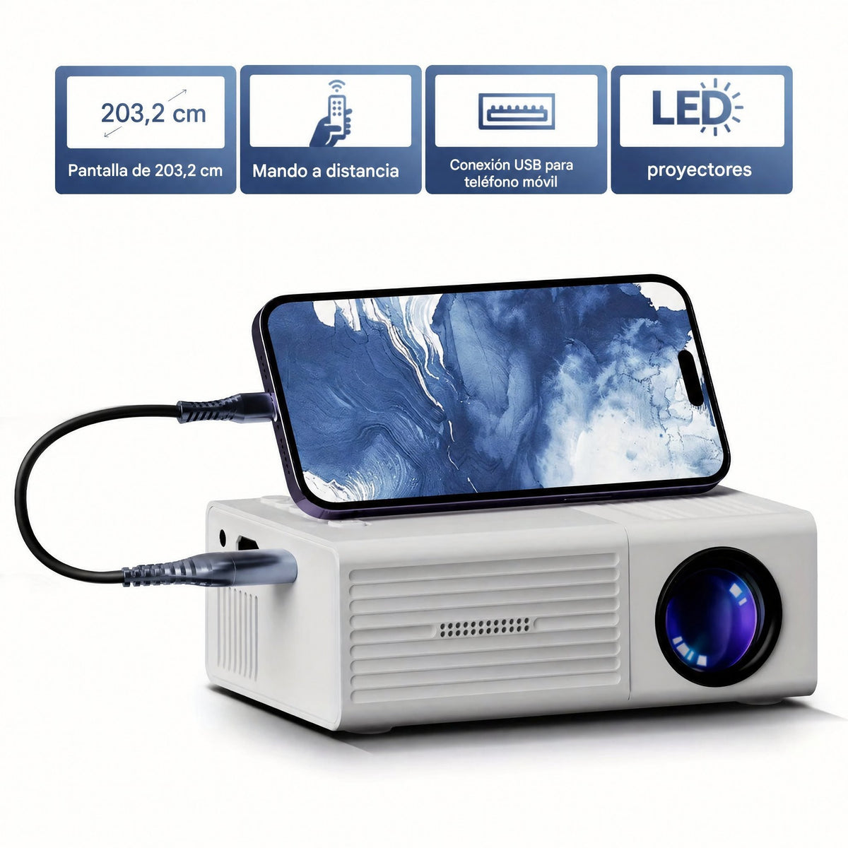 Mini proyector ultracompacto (3000 lúmenes) - LumoBeam