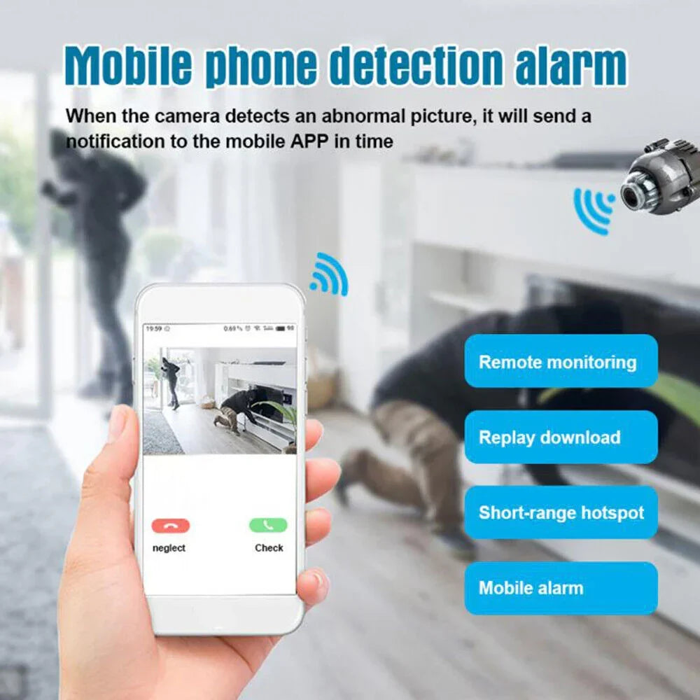 Mini cámara de seguridad WiFi con visión nocturna mejorada