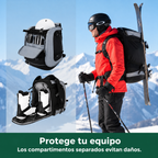 Mochila de esquí 65 L | Bolsa para botas de esquí con compartimento para casco y gafas | Tejido Oxford, tirantes ajustab