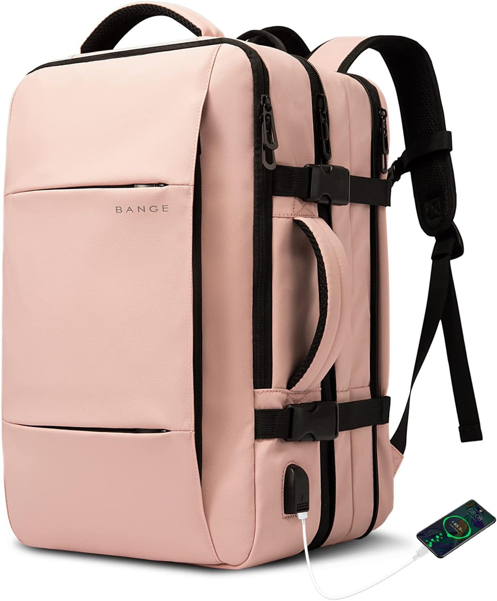 Mochila de viaje impermeable expandible 26–45 L con funda para portátil y opción de bolsa de deporte