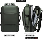 Mochila de viaje impermeable expandible 26–45 L con funda para portátil y opción de bolsa de deporte