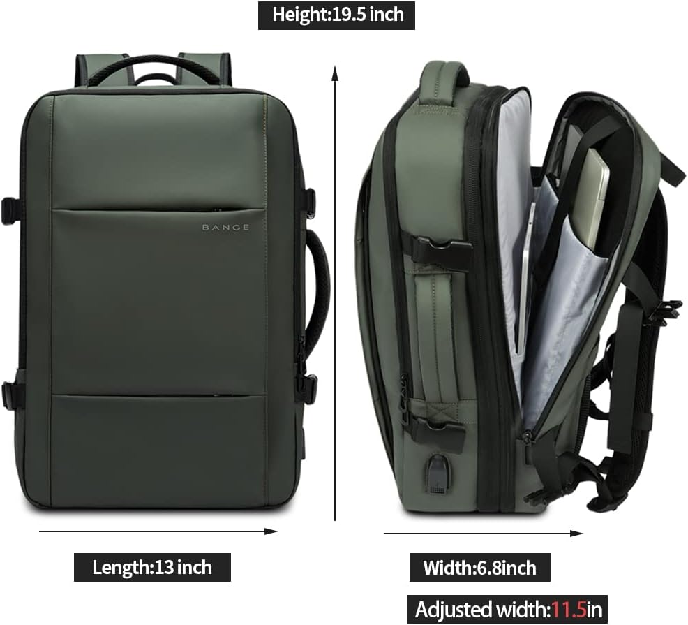 Mochila de viaje impermeable expandible 26–45 L con funda para portátil y opción de bolsa de deporte