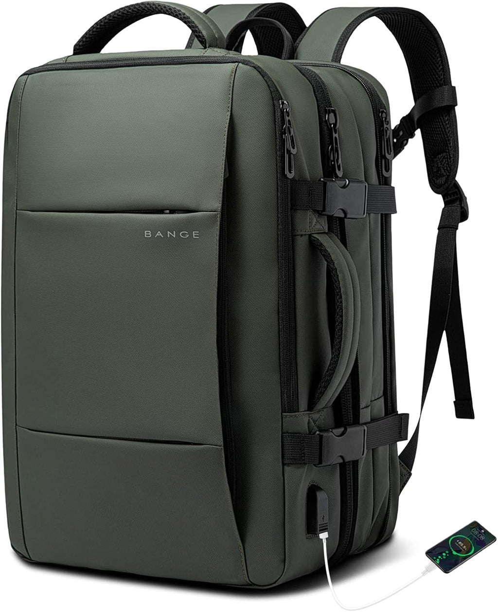 Mochila de viaje impermeable expandible 26–45 L con funda para portátil y opción de bolsa de deporte
