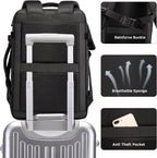 Mochila de viaje impermeable expandible 26–45 L con funda para portátil y opción de bolsa de deporte