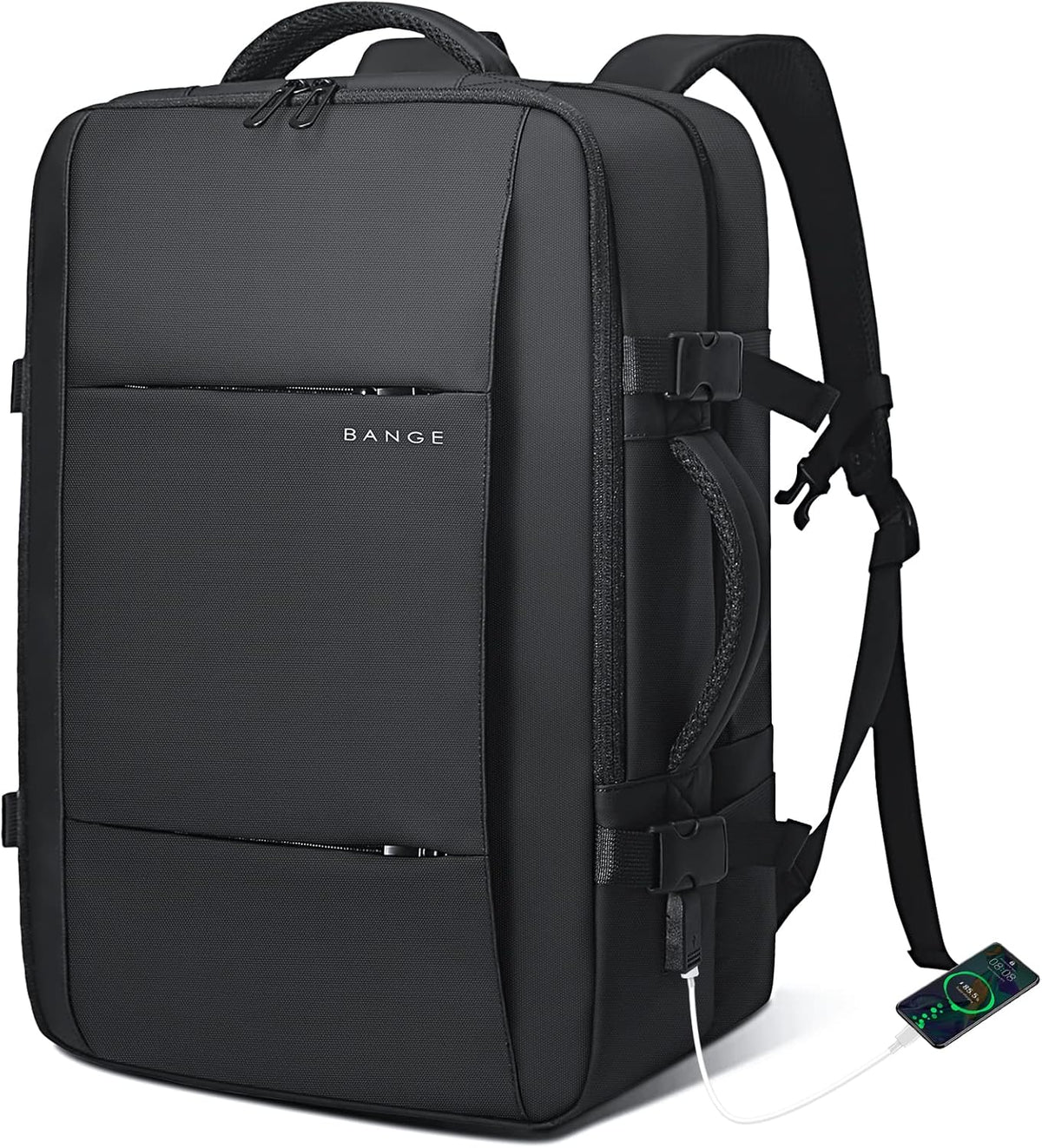Mochila de viaje impermeable expandible 26–45 L con funda para portátil y opción de bolsa de deporte