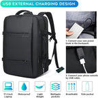 Mochila de viaje impermeable expandible 26–45 L con funda para portátil y opción de bolsa de deporte
