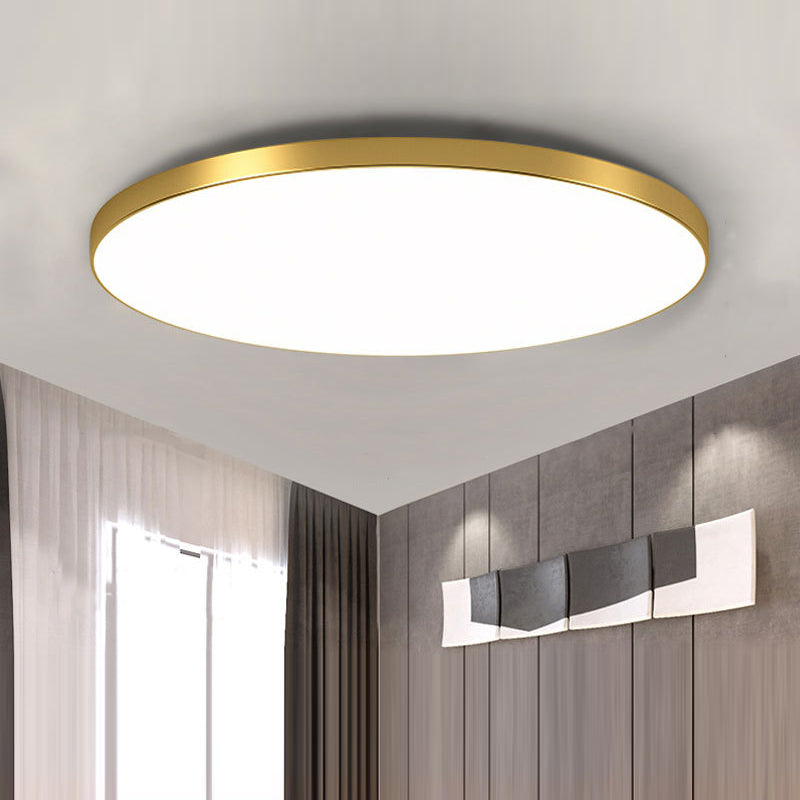 Lámpara de techo redonda de diseño plano LED Acrílico Negro Blanco Oro Plata Iluminación de techo moderna Ahorro de energía Sala de estar Dormitorio