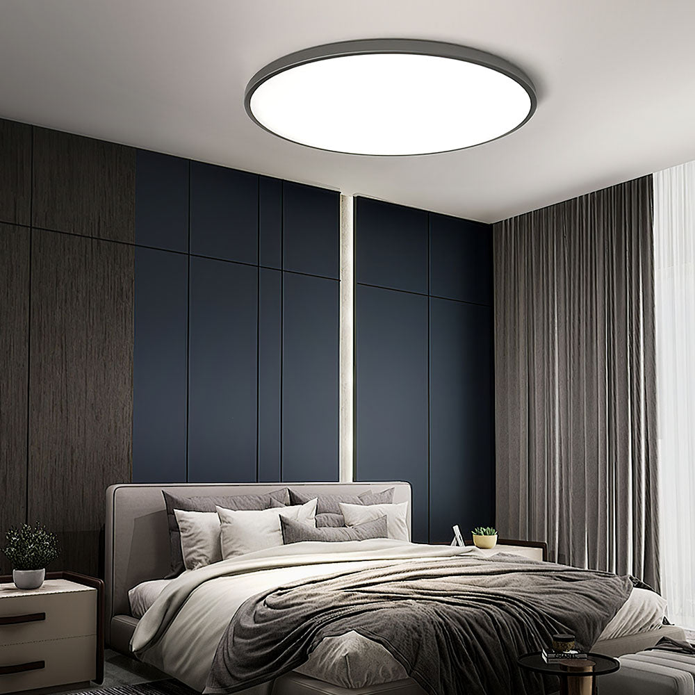 Lámpara de techo redonda de diseño plano LED Acrílico Negro Blanco Oro Plata Iluminación de techo moderna Ahorro de energía Sala de estar Dormitorio