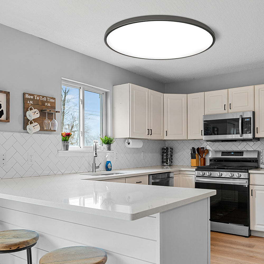 Lámpara de techo redonda de diseño plano LED Acrílico Negro Blanco Oro Plata Iluminación de techo moderna Ahorro de energía Sala de estar Dormitorio
