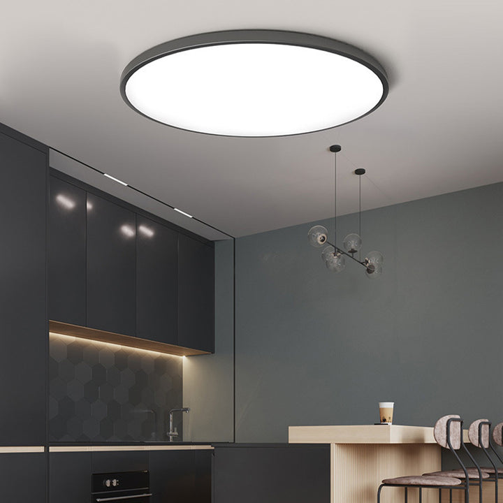Lámpara de techo redonda de diseño plano LED Acrílico Negro Blanco Oro Plata Iluminación de techo moderna Ahorro de energía Sala de estar Dormitorio