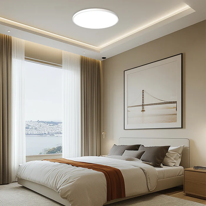 Lámpara de techo redonda de diseño plano LED Acrílico Negro Blanco Oro Plata Iluminación de techo moderna Ahorro de energía Sala de estar Dormitorio