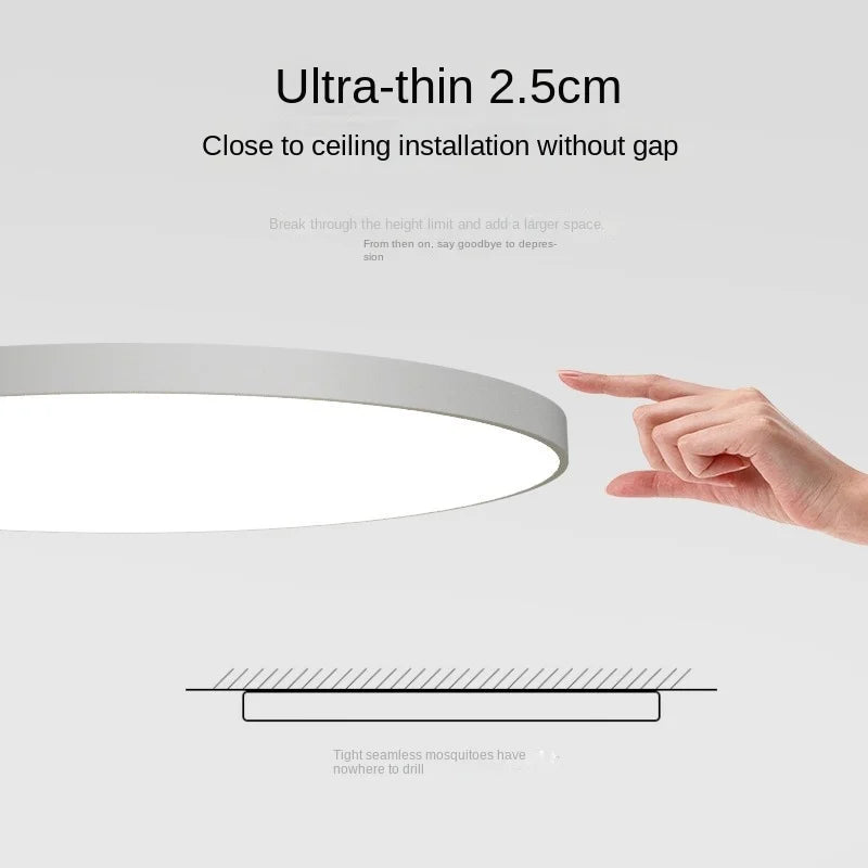 Lámpara de techo redonda de diseño plano LED Acrílico Negro Blanco Oro Plata Iluminación de techo moderna Ahorro de energía Sala de estar Dormitorio