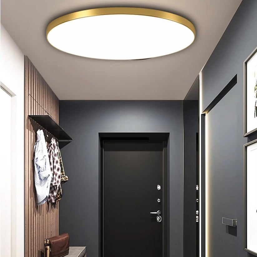 Lámpara de techo redonda de diseño plano LED Acrílico Negro Blanco Oro Plata Iluminación de techo moderna Ahorro de energía Sala de estar Dormitorio