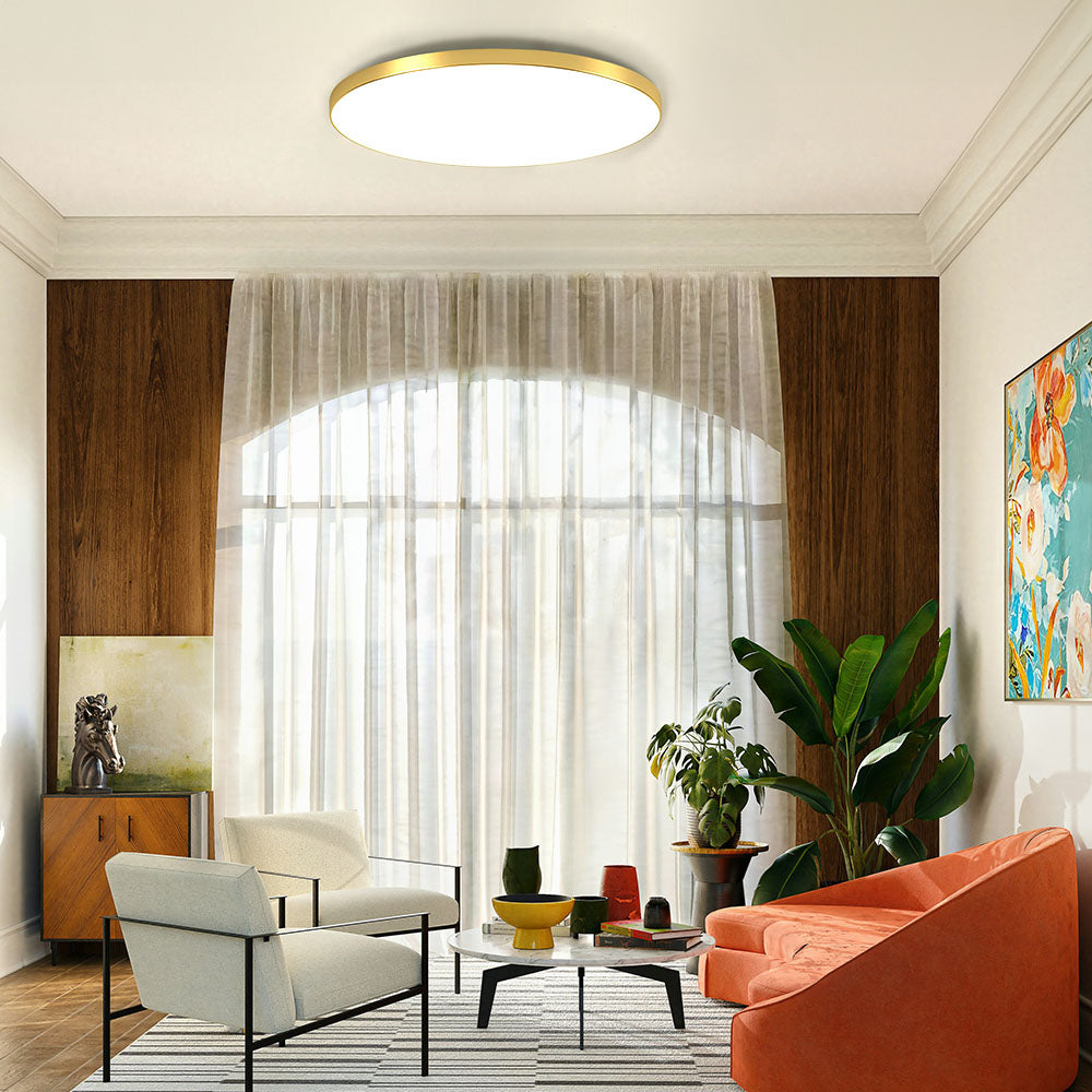 Lámpara de techo redonda de diseño plano LED Acrílico Negro Blanco Oro Plata Iluminación de techo moderna Ahorro de energía Sala de estar Dormitorio