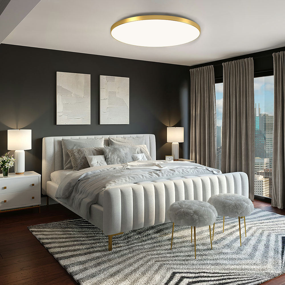 Lámpara de techo redonda de diseño plano LED Acrílico Negro Blanco Oro Plata Iluminación de techo moderna Ahorro de energía Sala de estar Dormitorio