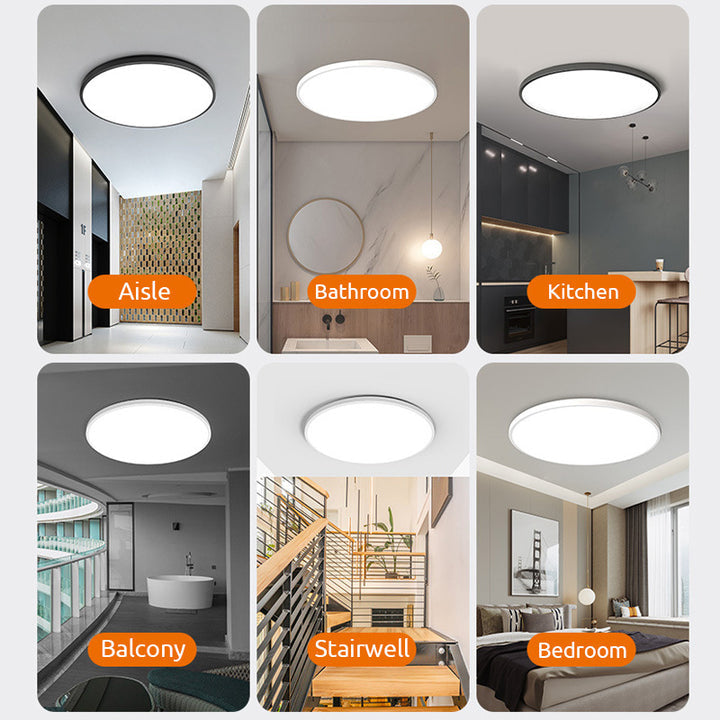 Lámpara de techo redonda de diseño plano LED Acrílico Negro Blanco Oro Plata Iluminación de techo moderna Ahorro de energía Sala de estar Dormitorio