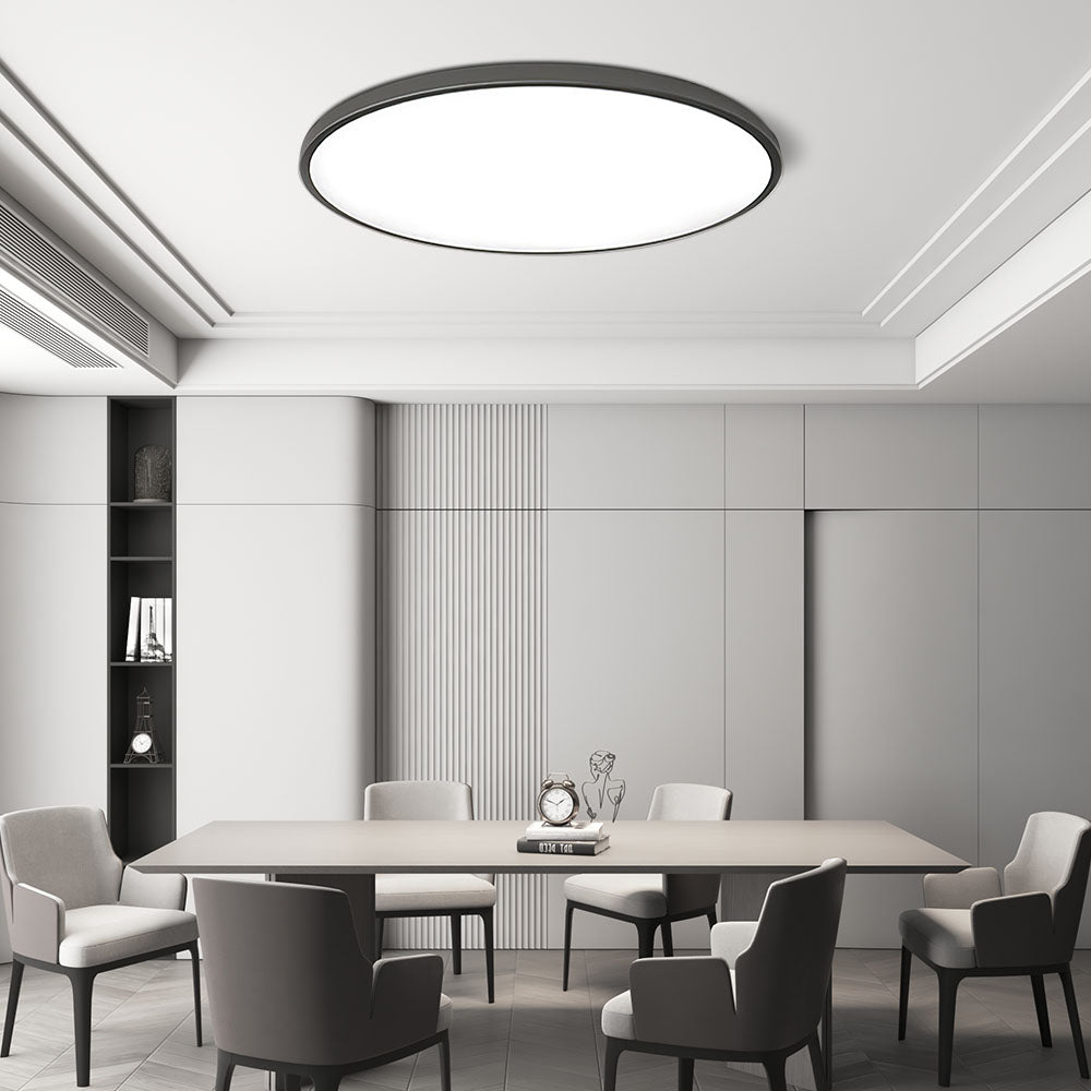 Lámpara de techo redonda de diseño plano LED Acrílico Negro Blanco Oro Plata Iluminación de techo moderna Ahorro de energía Sala de estar Dormitorio