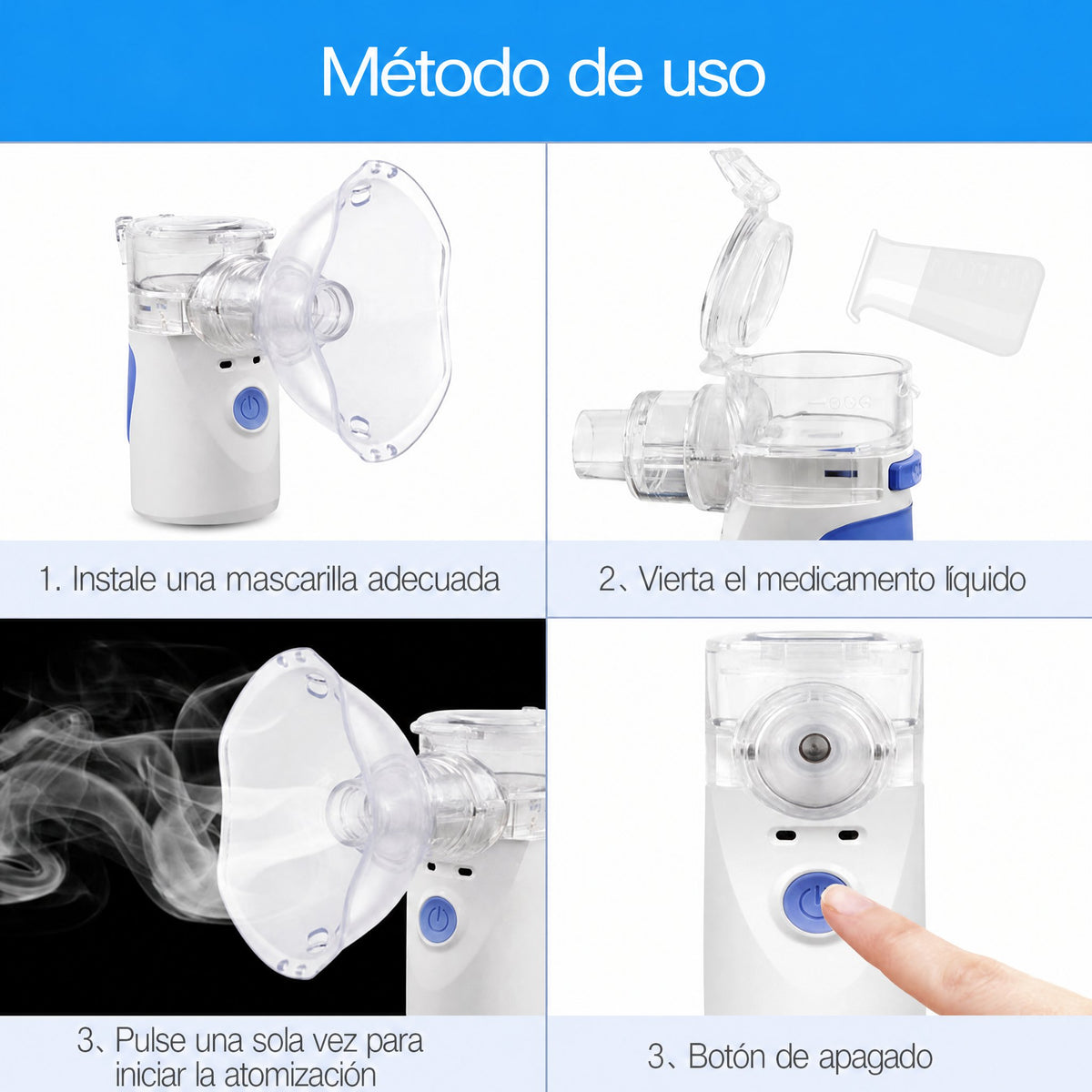Nebulizador portátil de malla ultrasónica, dispositivo compacto de niebla silenciosa para uso personal