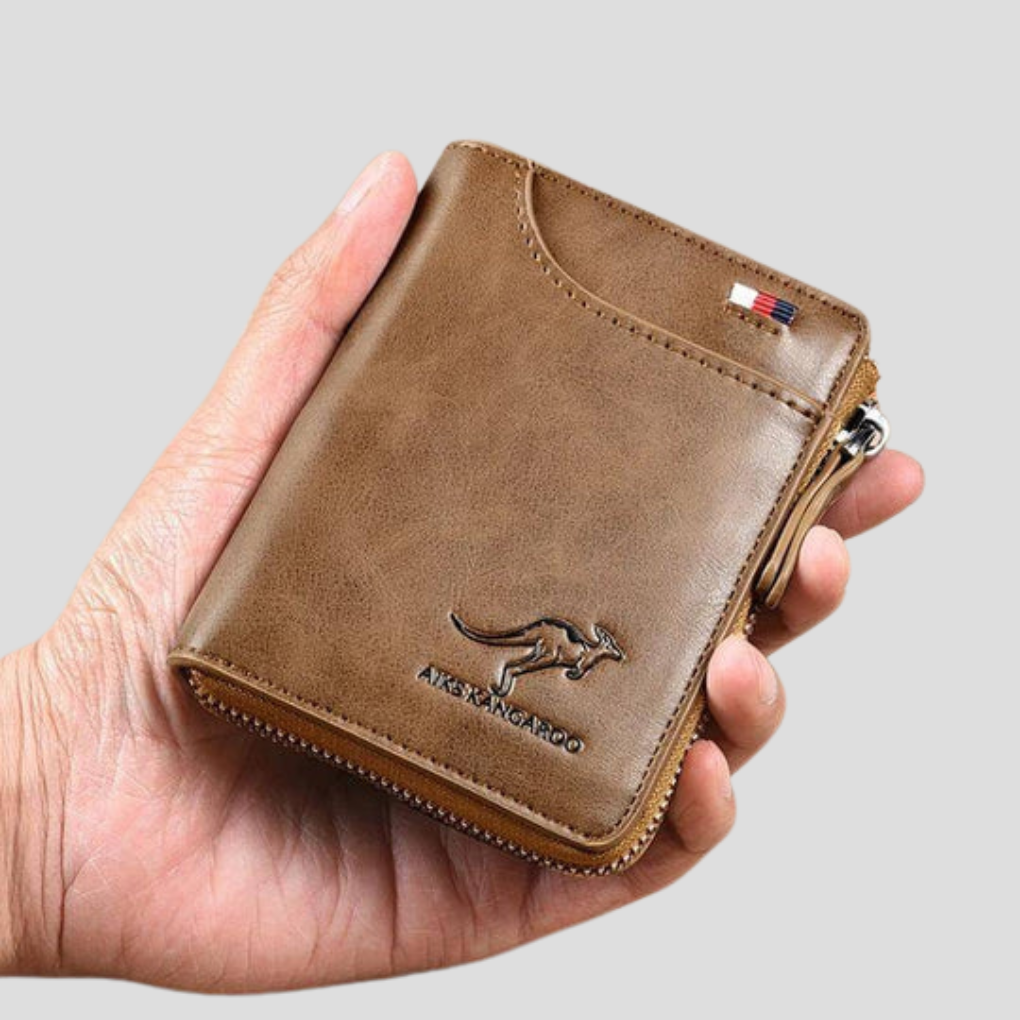 Cartera plegable con cremallera para hombre