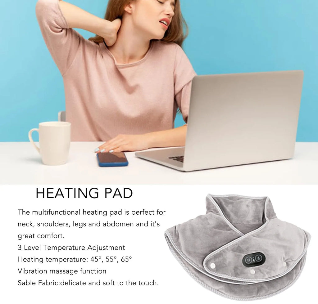 Masajeador de cuello y hombros con calefacción USB y vibración