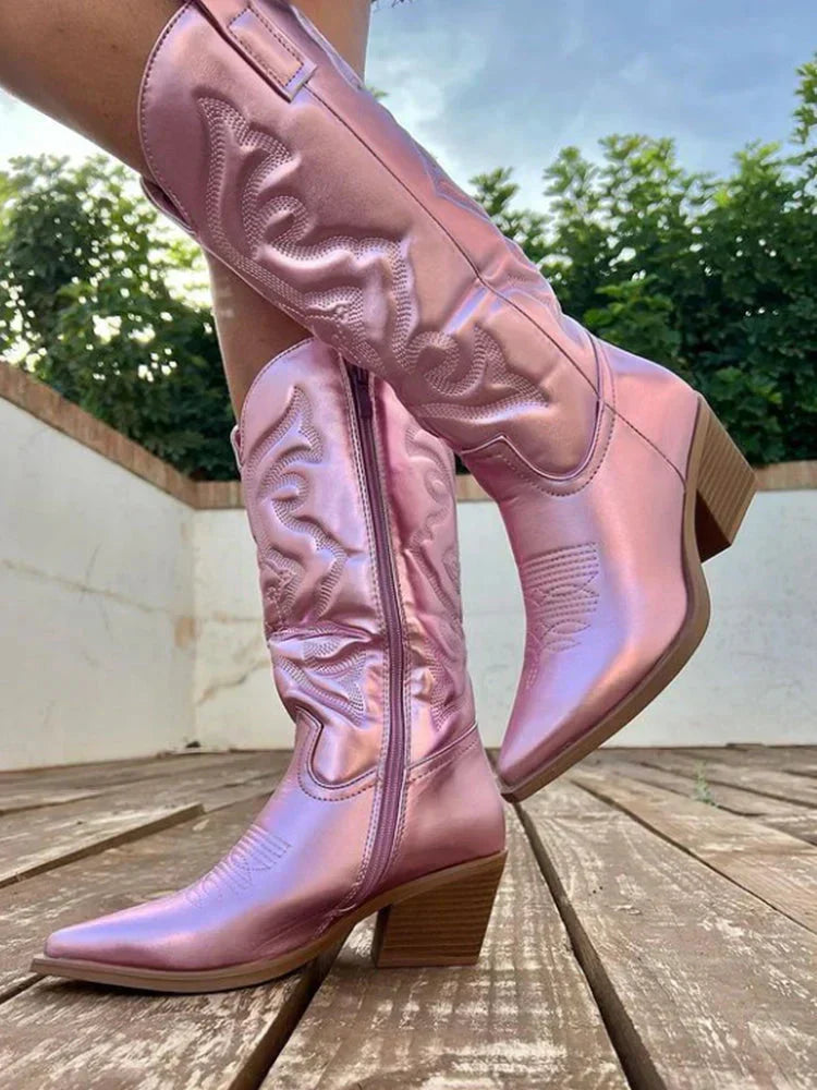 Botas vaqueras brillantes para mujer