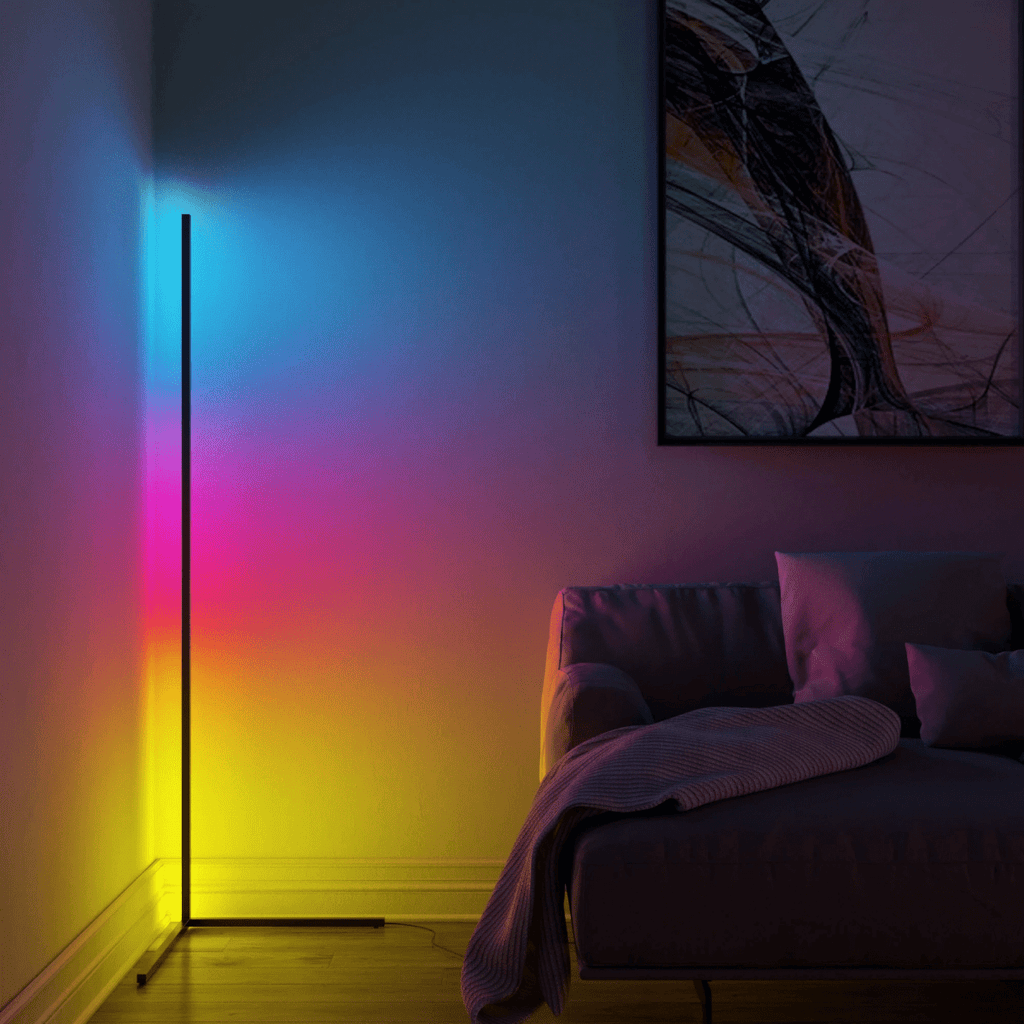 Lámpara de pie esquinera moderna | Diseño LED RGB con cambio de color
