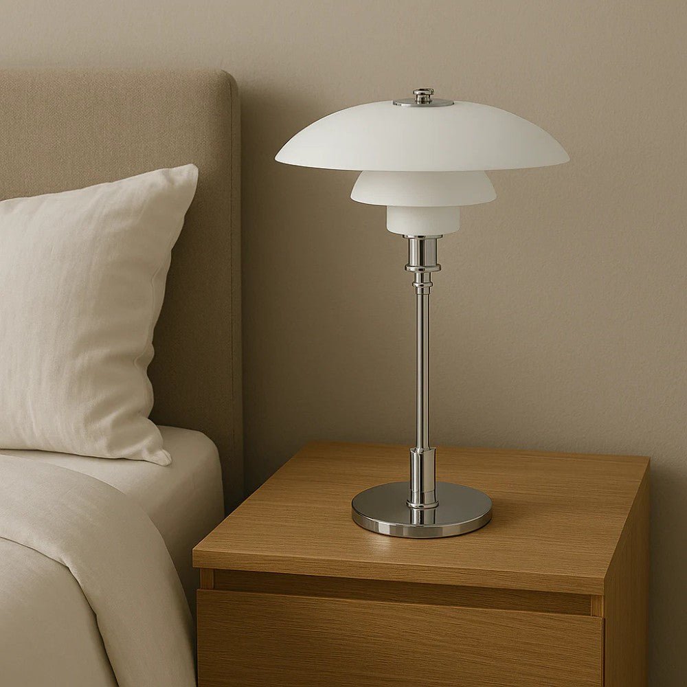 Lámpara de mesa nórdica de cristal con luz cálida ambiental