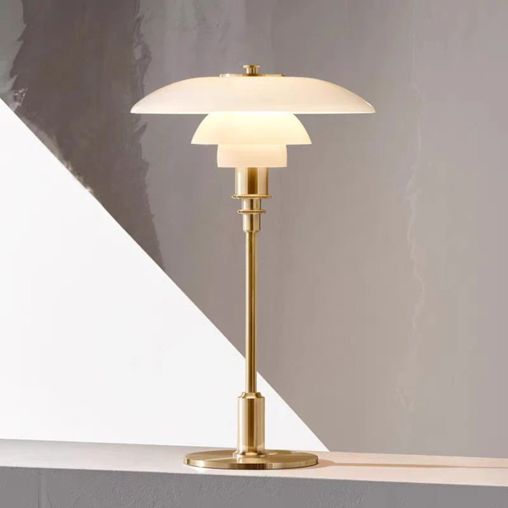 Lámpara de mesa nórdica de cristal con luz cálida ambiental