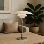 Lámpara de mesa nórdica de cristal con luz cálida ambiental