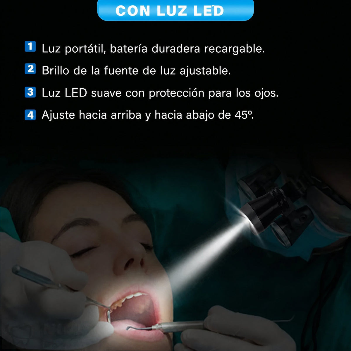 OrionView lupas dentales con luz LED y aumento binocular