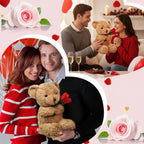 Osito de peluche de San Valentín suave con rosa, peluche de regalo