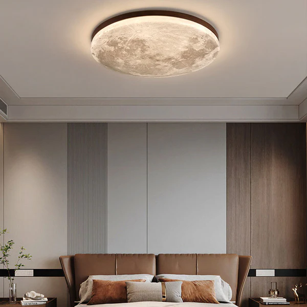 Lámpara de techo LED minimalista nórdica con montura acrílica y diseño de luna