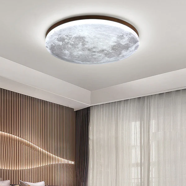 Lámpara de techo LED minimalista nórdica con montura acrílica y diseño de luna