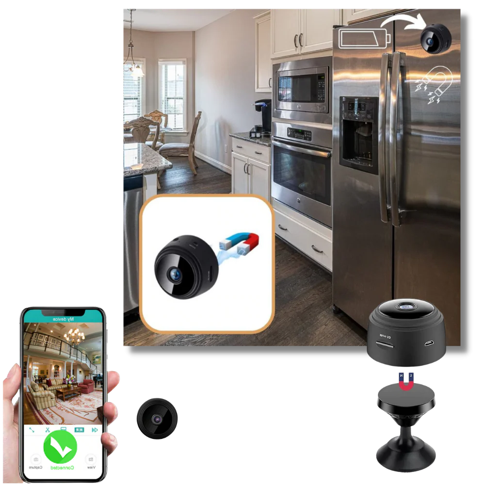Mini cámara de seguridad inalámbrica con soporte magnético, cámara WiFi para interiores, otoño de 2025, visión nocturna, alertas de movimiento