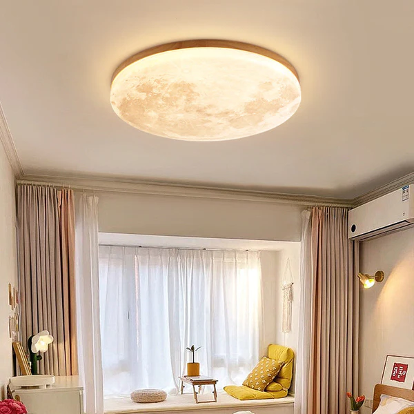 Lámpara de techo LED minimalista nórdica con montura acrílica y diseño de luna