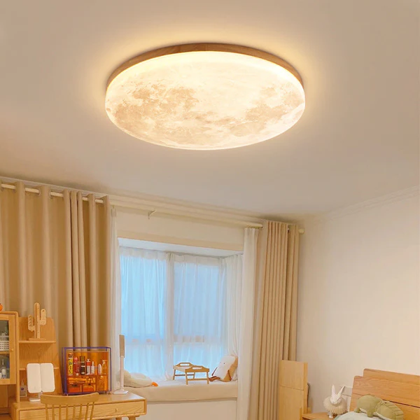 Lámpara de techo LED minimalista nórdica con montura acrílica y diseño de luna