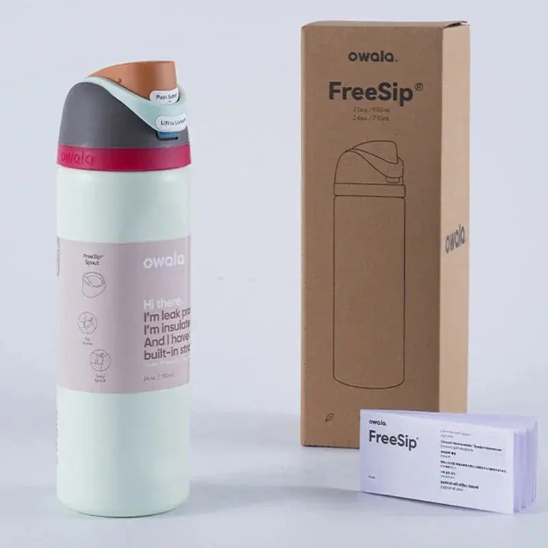 RVS Drinkfles 710ml con Geïntegreerd Rietje Handvat Dubbelwandige Isolatie 24u Koud BPA-Vrij Sport Reizen