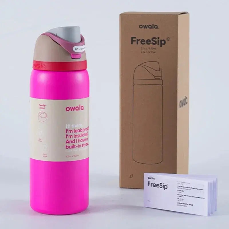 RVS Drinkfles 710ml con Geïntegreerd Rietje Handvat Dubbelwandige Isolatie 24u Koud BPA-Vrij Sport Reizen