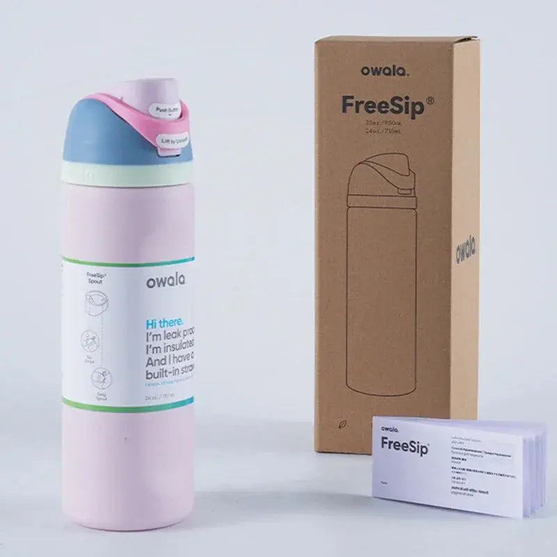 RVS Drinkfles 710ml con Geïntegreerd Rietje Handvat Dubbelwandige Isolatie 24u Koud BPA-Vrij Sport Reizen
