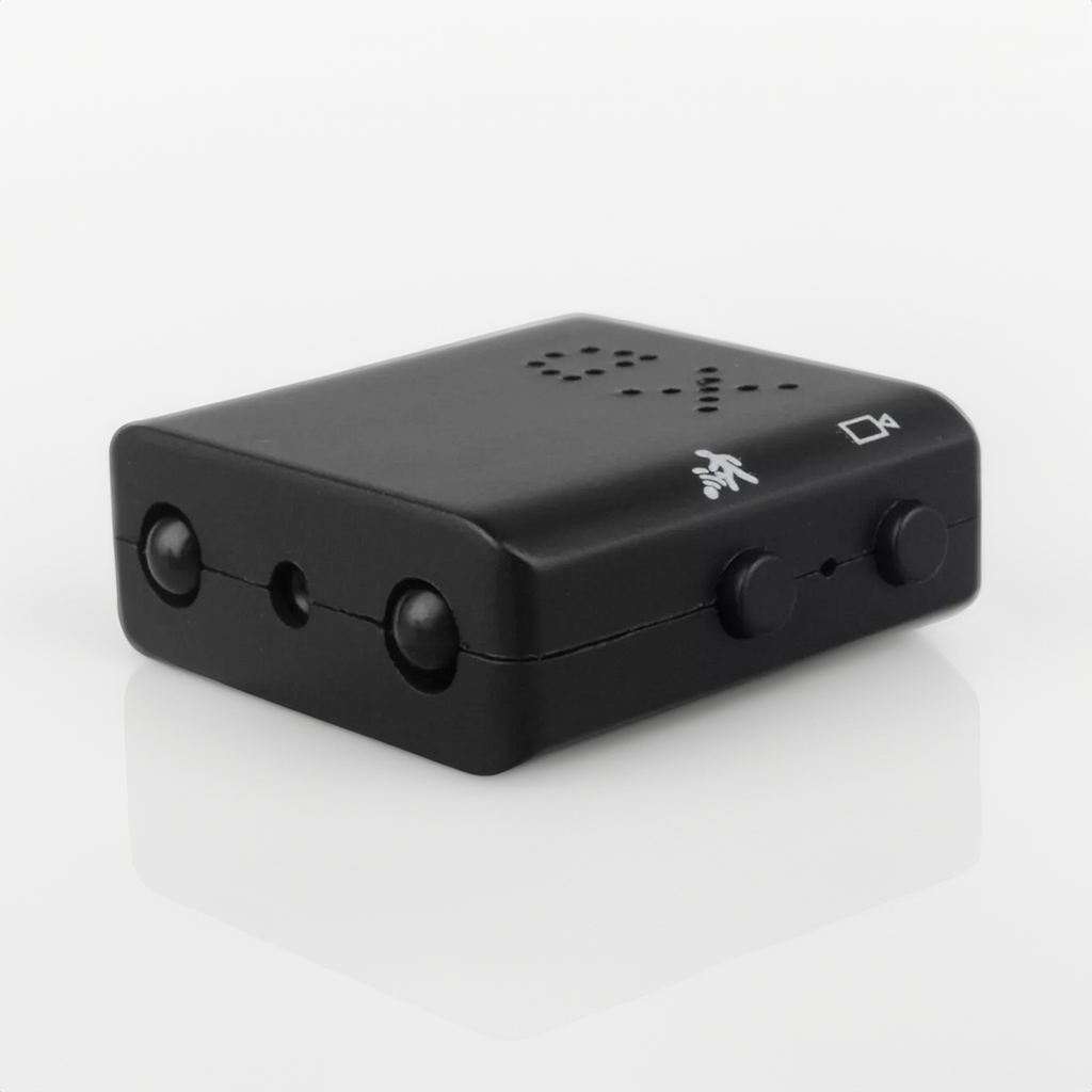 Cámara de seguridad HD compacta con audio, detección de movimiento y visión nocturna para vigilancia del hogar y la oficina.