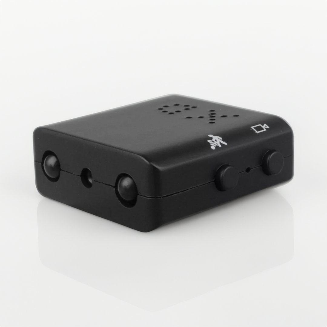 Cámara de seguridad HD compacta con audio, detección de movimiento y visión nocturna para vigilancia del hogar y la oficina.