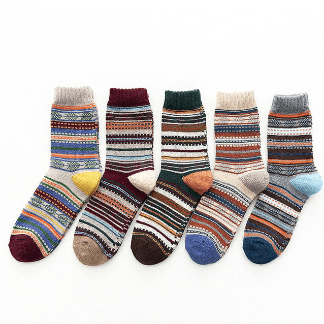 Calcetines térmicos de invierno de mezcla de lana con estampado nórdico